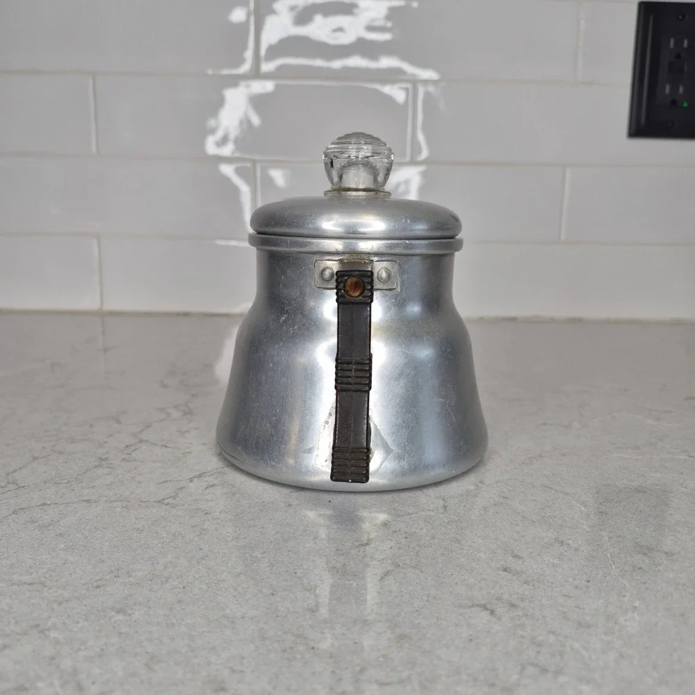 Wear-Ever X-3002 Coffee Percolator Vintage Aluminum Bakelite Handle‎ Silver